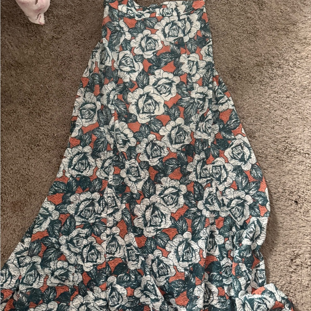 Chic Floral Maxi Skirt in Green and Orange